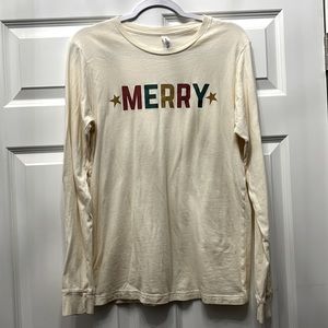 Bella and Canvas cream colored long sleeved holiday tee